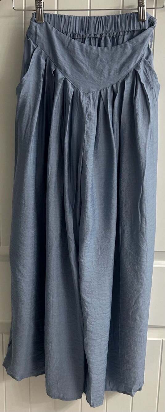 Dazy Women's High Waisted Wide Leg Flowy Trousers in Dusty Blue